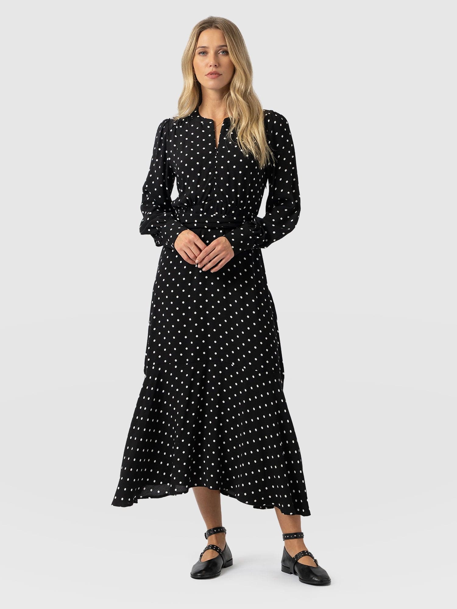 Adaline Zip Up Dress - Black Polka Dot - Women's Dresses | Saint + Sofia® EU